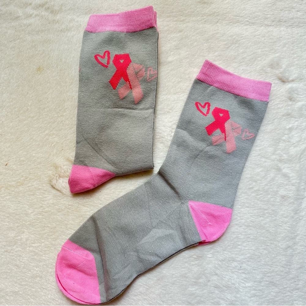 Breast Cancer Support Awareness Socks NWOT